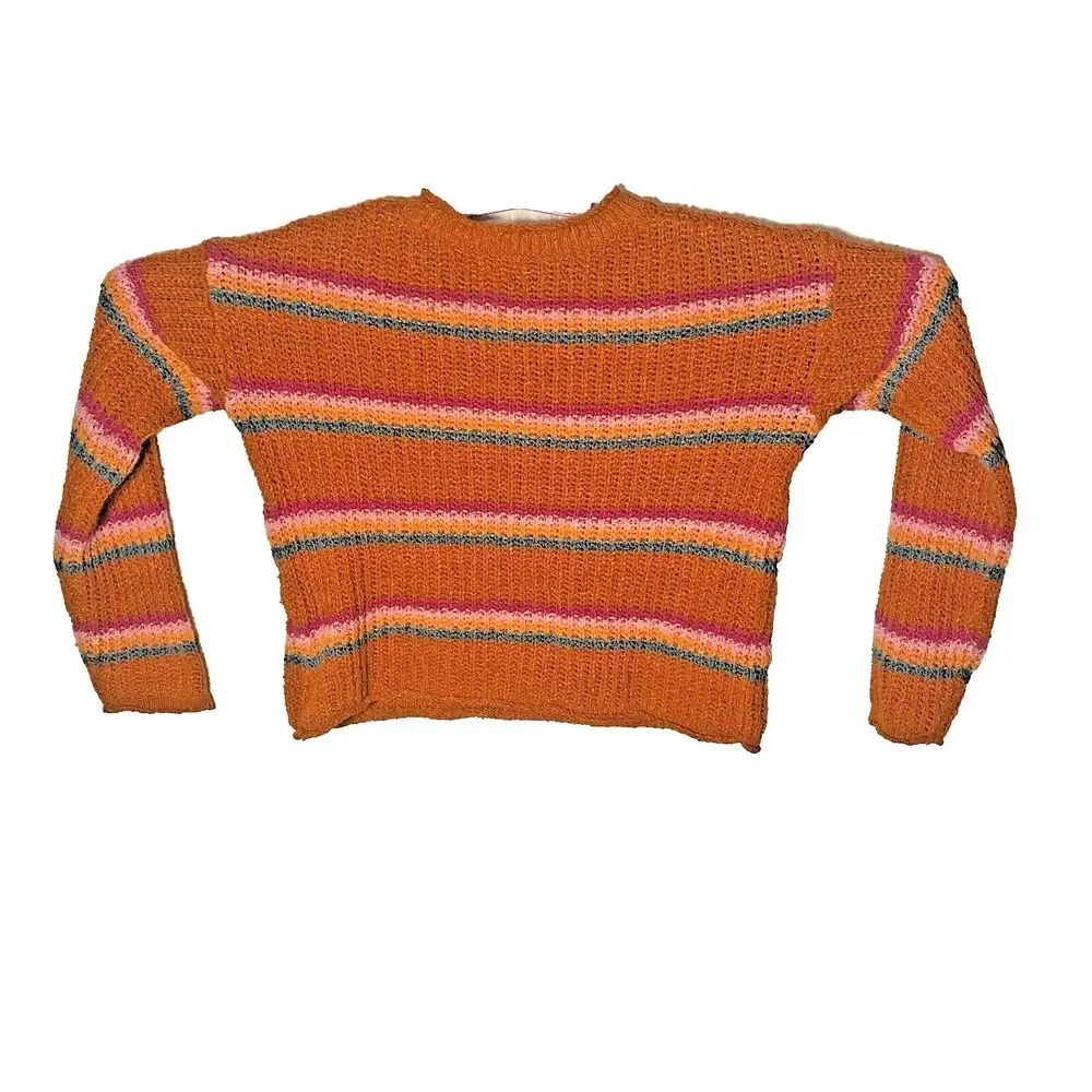 Cat & Jack Pullover Sweater Girl Size L 10/12 Orange Polyester Blend Long Sleeve